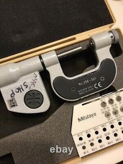 0-1 MITUTOYO 326-351 Digital Thread Micrometer With Anvil Sets. 00005 Reading