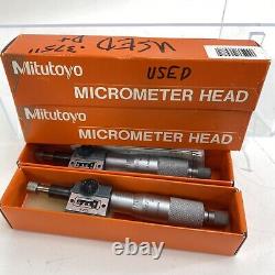 2 Mitutoyo 250-312 Rolling Digital Micrometer Head, 0-1 (. 0001 Graduation)