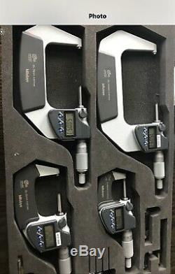 4 Digital Mitutoyo Micrometers 0-100mm. Comes with Gauges for all. Metric Only