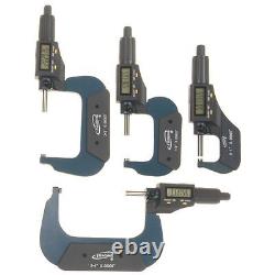 4 pc 0-4/0.00005 Micrometer Digital Electronic Oustside X-Large LCD Set