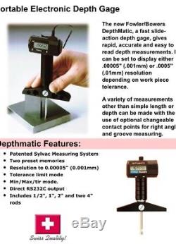 BOWERS Digital 0-300mm Or 0-12 Depth Micrometer Sylvac. Like Mitutoyo / Fowler