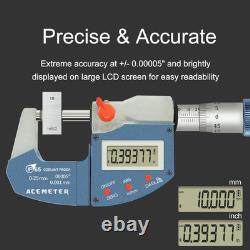 Digital Micrometer Metric & Inch, 0.00005 Resolution, 0.0001 Accuracy Stainles
