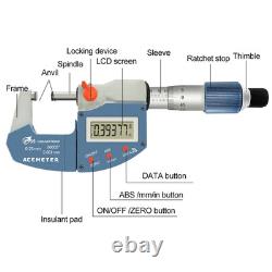 Digital Micrometer Metric & Inch, 0.00005 Resolution, 0.0001 Accuracy Stainles