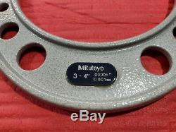 EXCELLENT MITUTOYO Digital Thread outside Micrometer 3-4 Resolution. 0001 (P500)