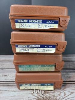 FOR PARTS AS IS Lot Of 4 Mitutoyo 293-311 MD-1M Digimatic Micrometer In Cases