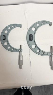 Lot of 2 Mitutoyo Micrometers, 3-4 & 4-5 Excellent Condition
