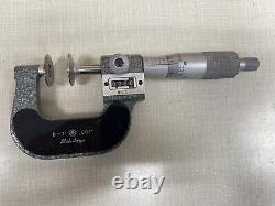 MITUTOYO 0-1 Inch Digit DISC FLANGE MICROMETER # 223-125 with case + wrench