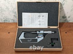 MITUTOYO 1-2 Inch DIGITAL POINT MICROMETER with CASE & STANDARD CARBIDE POINTS