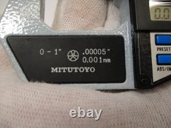 MITUTOYO # 293-705 Digital Micrometer 0 1 x. 00005 Carbide Tip Friction LN