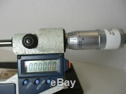 MITUTOYO # 293-722-30, 1 2 x. 00005 or. 001 mm Digital Micrometer, Case, EC