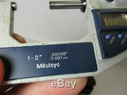 MITUTOYO # 293-722-30, 1 2 x. 00005 or. 001 mm Digital Micrometer, Case, EC
