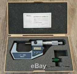 MITUTOYO # 293-722-30, 1-2 x. 00005 or. 001 mm Digital Micrometer with 1 Master