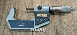 MITUTOYO # 293-722-30, 1-2 x. 00005 or. 001 mm Digital Micrometer with 1 Master