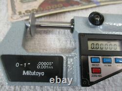 MITUTOYO # 323-711 Digital Disc Micrometer, 0 1 x. 00005 &. 001 mm Grads, LN