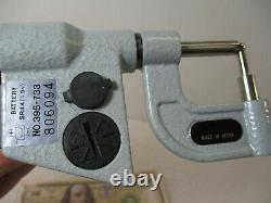 MITUTOYO # 395-733 Digital Micrometer. 184 Round Anvil, 0 1 x. 00005, LN