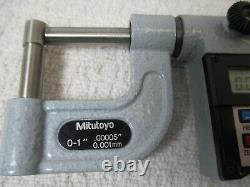 MITUTOYO # 395-734 Digital Micrometer. 315 Round Anvil, 0 1 x. 00005, LN