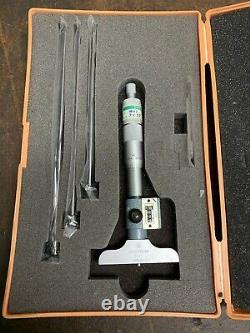 MITUTOYO DIGIT DEPTH MICROMETER No. 229-127 WITH BOX AND CASE Gently USED