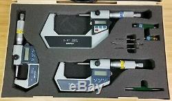 MITUTOYO Electronic Digital Micrometer 3 Piece Great Condition #K100