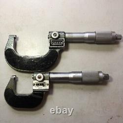Mitutoyo 0-1 And 1-2 Digit Cou Yet Outside Micrometer With Lock Spindles
