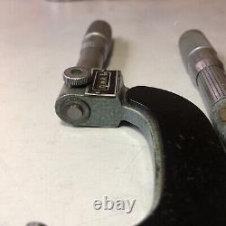 Mitutoyo 0-1 And 1-2 Digit Cou Yet Outside Micrometer With Lock Spindles