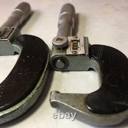 Mitutoyo 0-1 And 1-2 Digit Cou Yet Outside Micrometer With Lock Spindles