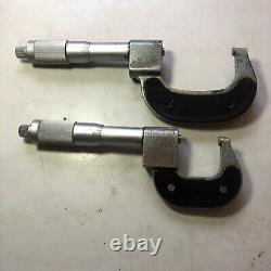 Mitutoyo 0-1 And 1-2 Digit Cou Yet Outside Micrometer With Lock Spindles