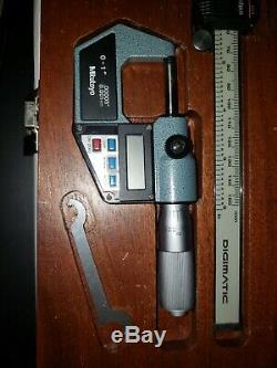 Mitutoyo 0-1 Digital Micrometer 293-765 and. 01-150mm Caliper 500-351 in Case
