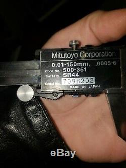 Mitutoyo 0-1 Digital Micrometer 293-765 and. 01-150mm Caliper 500-351 in Case