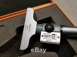 Mitutoyo 0-4 digit depth gage micrometer no 229-127 locking ratcheting case
