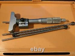 Mitutoyo 0-6 Digit Depth Micrometer W Four Rods See Pics Read Desc W Case