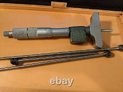 Mitutoyo 0-6 Digit Depth Micrometer W Four Rods See Pics Read Desc W Case