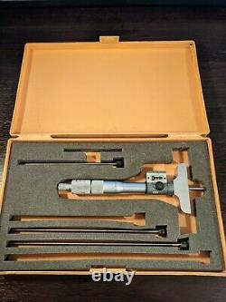 Mitutoyo 0-6 Digit Depth Micrometer W Four Rods See Pics Read Desc W Case