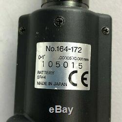Mitutoyo 164-172 Digimatic Carbide Tip Micrometer Head, Range 0-1/Div 0.00005