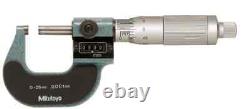 Mitutoyo 193-111 Digit Outside Micrometer Ratchet Stop 0-25mm Range, 0.001mm