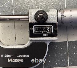 Mitutoyo 193-111 Digit Outside Micrometer Ratchet Stop 0-25mm Range, 0.001mm