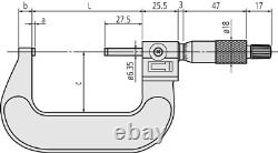 Mitutoyo 193-111 Digit Outside Micrometer Ratchet Stop 0-25mm Range, 0.001mm
