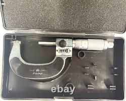 Mitutoyo 193-212 Rolling Digital Outside Micrometer, 1-2 Range. 0001 with Case