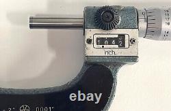 Mitutoyo 193-212 Rolling Digital Outside Micrometer, 1-2 Range. 0001 with Case