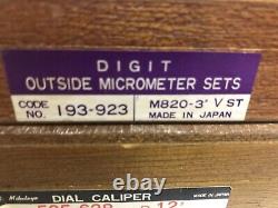 Mitutoyo 193-923 0-3 Mechanical Digital Outside Micrometer Set