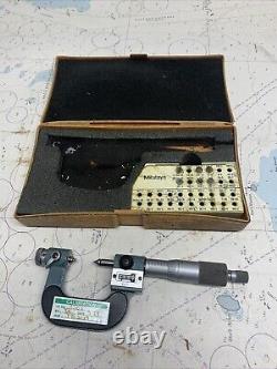 Mitutoyo 226-137 Digit Thread Micrometer 0-1.001 with 4 Anvils Sets. Metric