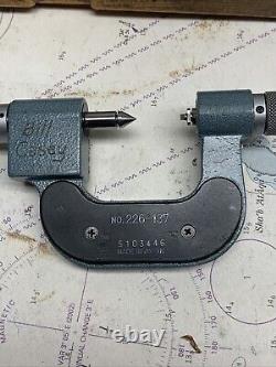 Mitutoyo 226-137 Digit Thread Micrometer 0-1.001 with 4 Anvils Sets. Metric