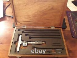 Mitutoyo 229-132 Digit Depth Micrometer Set 0-6, 4 Base, Wooden Box