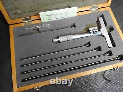 Mitutoyo 229-132 Digital Depth Micrometer DMC4 6 Kit in Wood Storage Case