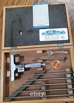Mitutoyo 229-132 Digital Depth Micrometer DMC 0-6 K. Japan Original Wood Box