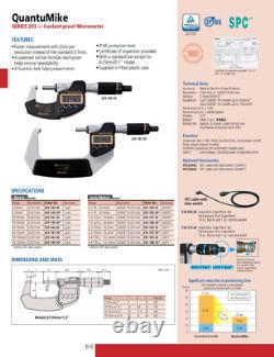 Mitutoyo 293-180-40 QuantuMike Digimatic 0 -1.00005/. 001mm, IP65, SPC
