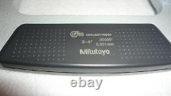 Mitutoyo 293-333-30, 3-4 Digital Micrometer, Ip65.00005, Spc, Ratchet Thimble