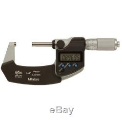 Mitutoyo 293-345 Digital Outside Micrometer, Inch/Metric, Ratchet Thimble, 1-2