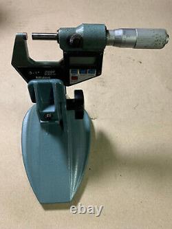 Mitutoyo 293-765 Digital Micrometer in/mm 0-1 with a Mitutoyo 156-101M Stand