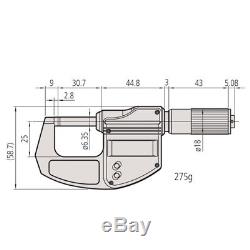 Mitutoyo 293-832 Digimatic Digital External/Outside Micrometer 0-25mm 0-1 inch