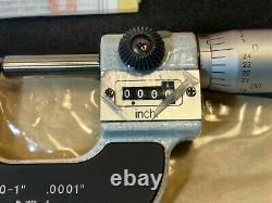 Mitutoyo 295-253 Spherical Digit Micrometer, 0-1 Range. 0001 Graduation